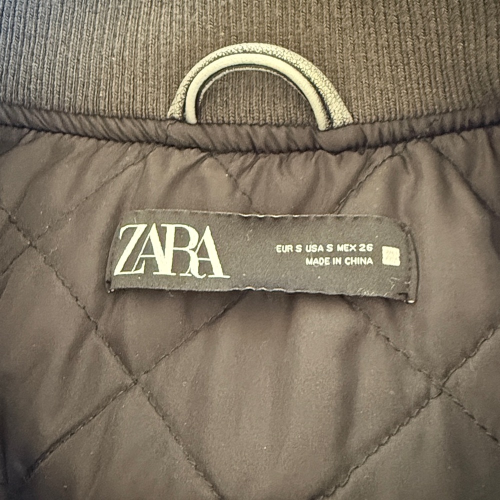 Zara Distressed Faux Leather Bomber Jacket - Picture 6 of 6